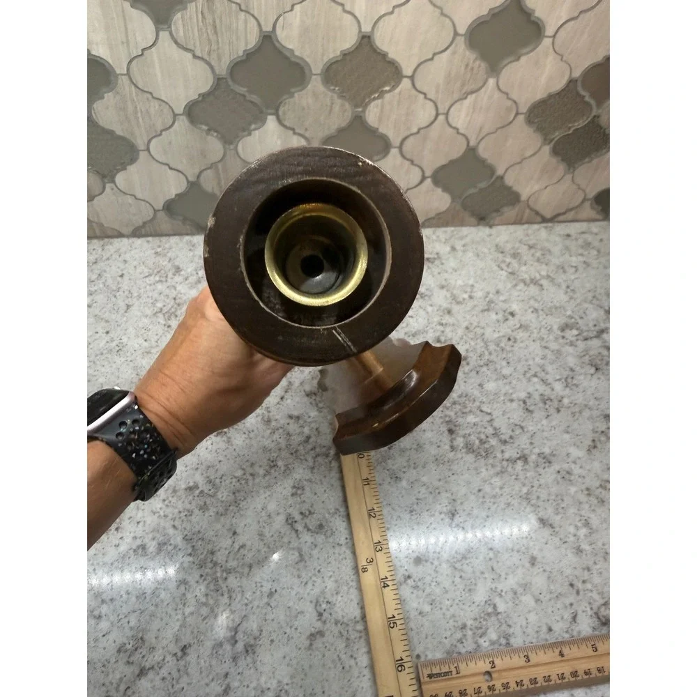 Vintage Wooden Wall Sconce Candle Holder Spindle Style Traditional Brown 16 Inch